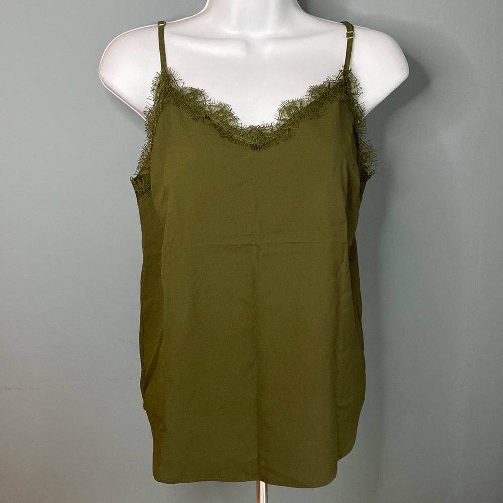 Mine lace camisole tank top olive green S